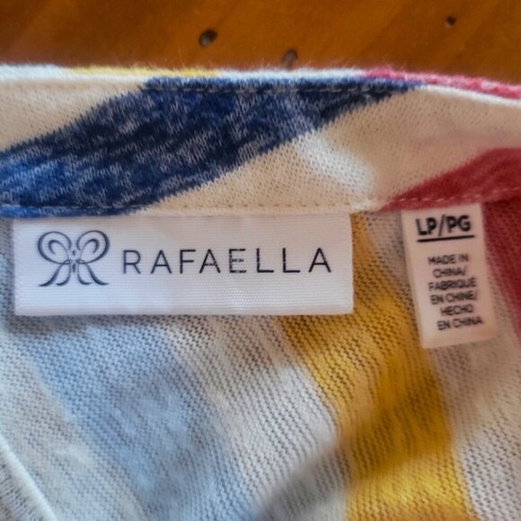 Rafaella Women's Multi-Colored Striped V-Neck Lace Tie Front - Size L - Picture 4 of 7